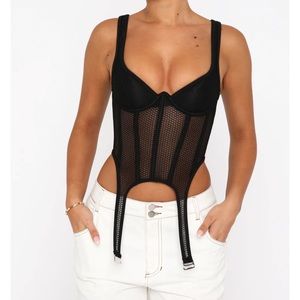 BRAND NEW WHITE FOX BLACK ZIP CORSET